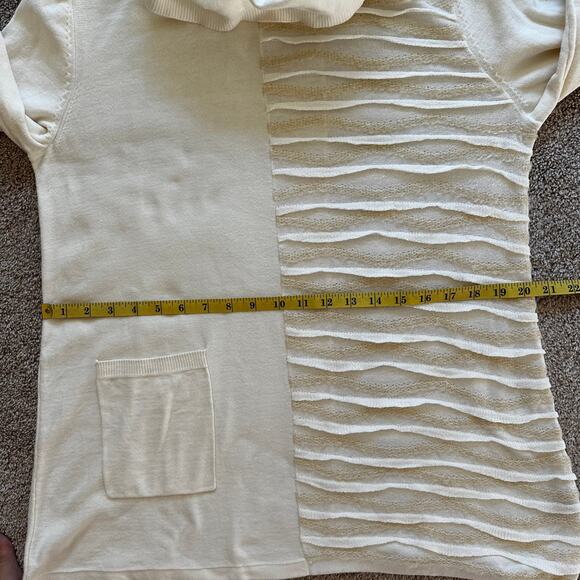 Soft Surroundings Sweater Tunic Cowl Neck Cotton Ruffle Ivory M Artsy Coastal - Picture 9 of 13